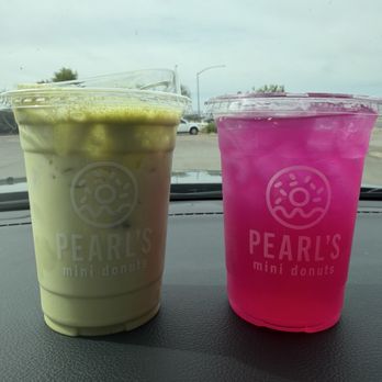 Pearl's Mini Donuts - Matcha latte and prickly pear refresher - Donuts Near Me - Mesa, Arizona