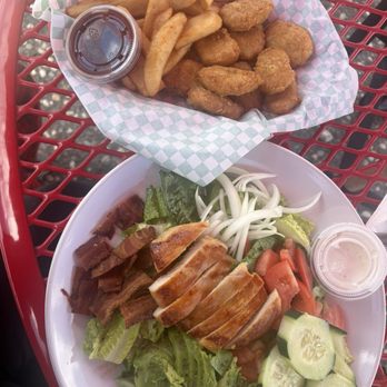 Burger Barn - Seasoned fries and nuggets witch chicken salad. - Burgers Near Me - San Jose, California Burger Barn - Seasoned fries and nuggets witch chicken salad. - Burgers Near Me - San Jose, California