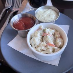 Fox & Hounds Pub - Fish and chips condiments.