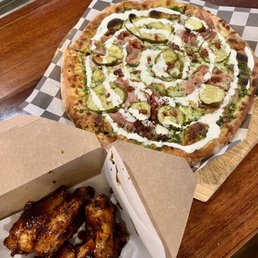 Sriracha Hot Wings and Pickle Pizza