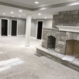 Custom stonework on the fireplace