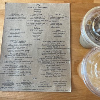 Bench Flour Bakers - Menu incase you want to pinch and zoom - Bakeries Near Me - Astoria, New York
