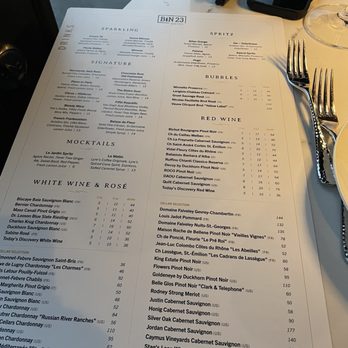 Brasserie 23 - Wine Menu - French Near Me - Granger, Indiana