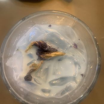 Jardin Cafe - Iced Butterfly Pea Flower  Latte--order it hot, trust me! - New American Near Me - Patchogue, New York