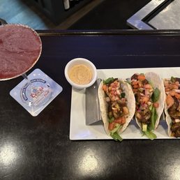 Pomegranate lemon drop, Fish Tacos