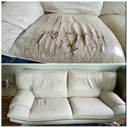 Fields Finest Leather Restoration - Badly cut cushion repaired