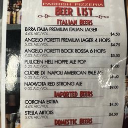 Drink menu Drink menu