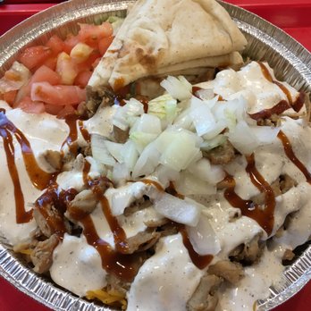 The Halal Guys - Chicken Shawarma Platter with no scallion (medium) - Middle Eastern Near Me - Mississauga, Ontario The Halal Guys - Chicken Shawarma Platter with no scallion (medium) - Middle Eastern Near Me - Mississauga, Ontario