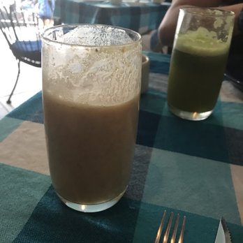 Azul - Front: jugo energetico / Back: Jugo verde - Breakfast & Brunch Near Me - Puerto Vallarta, JAL Azul - Front: jugo energetico / Back: Jugo verde - Breakfast & Brunch Near Me - Puerto Vallarta, JAL