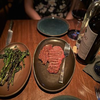Matu - Ribeye and Broccolini, Garlic, Red Pepper Flakes - Steakhouses Near Me - Beverly Hills, California