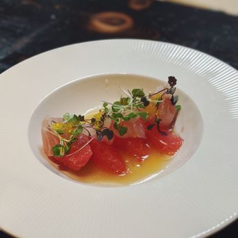 Yoshitomo - Hamachi (I think) with grapefruit - Sushi Bars Near Me - Omaha, Nebraska