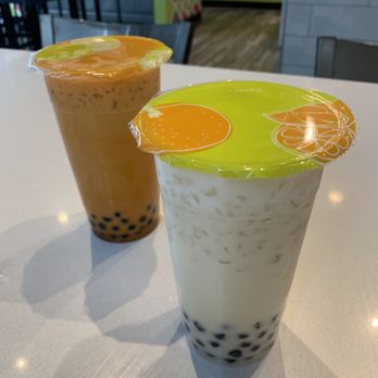 Bomboba - Orange is Matcha and the white is honey - Bubble Tea Near Me - Peoria, Arizona