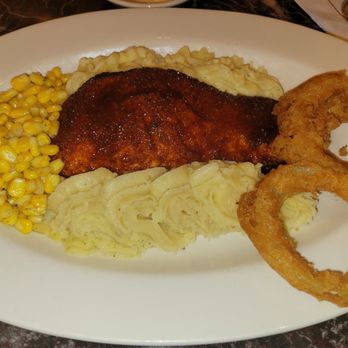 Grand Lux Cafe - Cedar Planked B.B.Q. Salmon with mashed potatoes and corn - Desserts Near Me - Garden City, New York