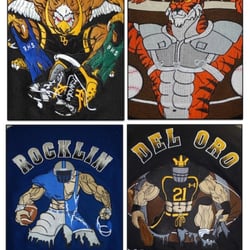 CVC Sports - Four examples of our embroidered jacket back designs.