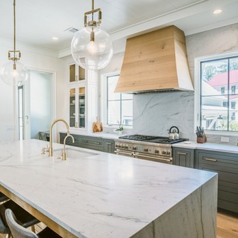 StoneWorks - a large kitchen island with marble countertops - General Contractors Near Me - Bluffton, South Carolina StoneWorks - a large kitchen island with marble countertops - General Contractors Near Me - Bluffton, South Carolina