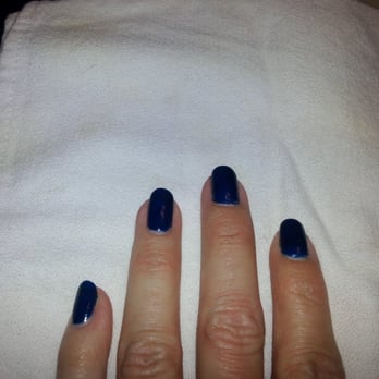 River Salon - First Shellac manicure after 6 days color "BLUE" - Hair Salons Near Me - Sacramento, California