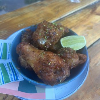 Señor Bear - CRISPY WINGS $16 lightly smoked and battered chicken wings, aji amarillo-honey mustard - Latin American Near Me - Denver, Colorado