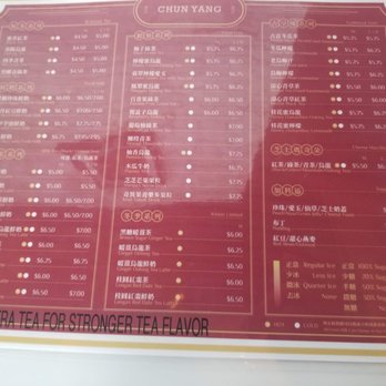 Chun Yang Tea - Chun Yang Sunnyvale - menu cards - Bubble Tea Near Me - Sunnyvale, California Chun Yang Tea - Chun Yang Sunnyvale - menu cards - Bubble Tea Near Me - Sunnyvale, California