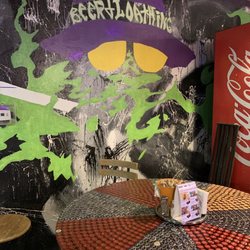 Beer and Loathing - Mural and Beer Cap Table