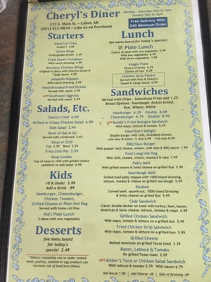 Menu photo 4 Cheryl's Diner Cabot, AR Menu photo 4 Cheryl's Diner Cabot, AR
