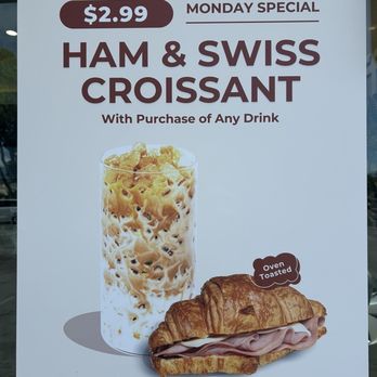 Da Vien Coffee - 4/12/26 Not a bad deal Ham & Swiss Croissant for $2.99 - Coffee & Tea Near Me - Alhambra, California