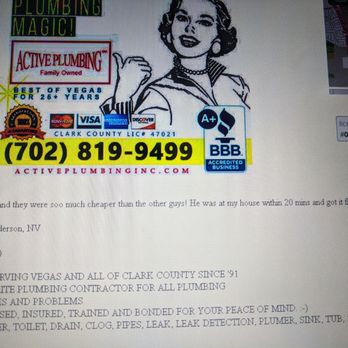 Active Plumbing - Active plumbing's ad on Craigslist - Plumbing Near Me - Las Vegas, Nevada