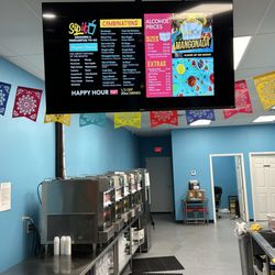 View of the menu and back shop