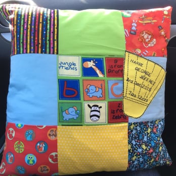 Gold Thimble - Some lovely fabric from Gold Thimble made into a baby keepsake cushion - Fabric Stores Near Me - Glasgow, GLG