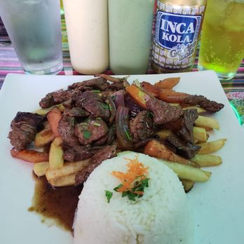 Parrilla's Cholito - Lomo Saltado + Inca Kola = COMBO DE FUEGO - Peruvian Near Me - Downey, California