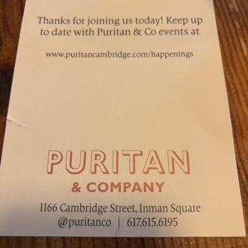 Puritan & Company - and they have events! - New American Near Me - Cambridge, Massachusetts