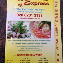 Oriental Express - The menu