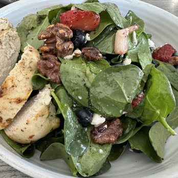 Scratch Kitchen - Delicious spinach, berry and walnut salad with chicken - Cafes Near Me - Glens Falls, New York