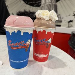East Coast Original Frozen Custard - Strawberry milkshake and Regular Buckeye Concrete