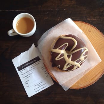 Dun-Well Doughnuts - Chocolate peanut butter donut and espresso. Total - $4.50 : ) - Donuts Near Me - Brooklyn, New York
