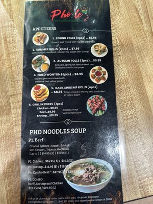Menu photo 5 Pho Le Warrenton, VA