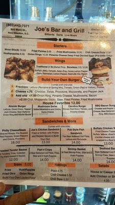 Menu photo 2 Joe's Bar & Grill New Ellenton, SC Menu photo 2 Joe's Bar & Grill New Ellenton, SC