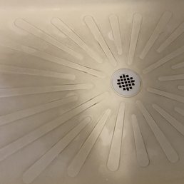 Shower is disgusting. Dirty, black, slimy floor and mildew/mold.
