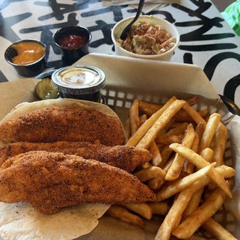 Hot Chicken Alley - The Three Tenders with sides of fries and slaw. - Chicken Shop Near Me - Phoenix, Arizona Hot Chicken Alley - The Three Tenders with sides of fries and slaw. - Chicken Shop Near Me - Phoenix, Arizona