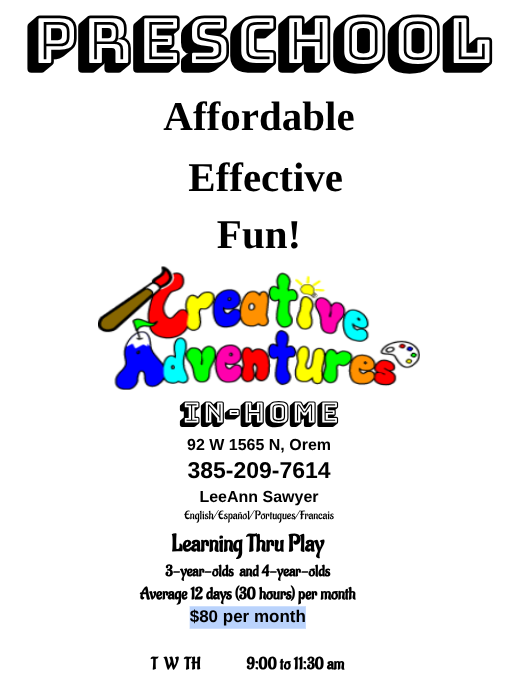 Creative Adventures Preschool - childcare center in Orem, UT