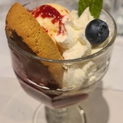 Trellis Restaurant - "Lillian Bertucci's Favorite": vanilla ice cream w/ a warm raspberry sauce & fresh whipped cream