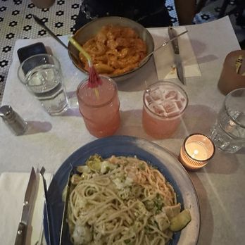 Thompson and Bleecker - Artichoke pasta, spicy ala vodka pasta, guava lemonade, guava sour - Pizza Near Me - Ithaca, New York
