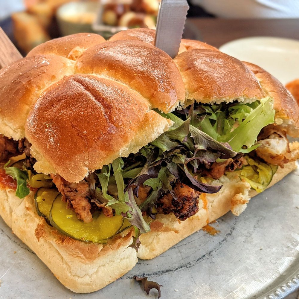 Kounter - Chicken Cake Stand Sliders | Instagram: @telephonesmoothie - New American Near Me - Rock Hill, South Carolina