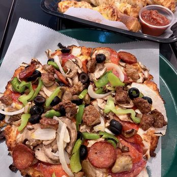 Round Table Pizza - King Arthur's Supreme Pizza (small), Garlic Parmesan Twists with pizza sauce - Pizza Near Me - San Jose, California Round Table Pizza - King Arthur's Supreme Pizza (small), Garlic Parmesan Twists with pizza sauce - Pizza Near Me - San Jose, California