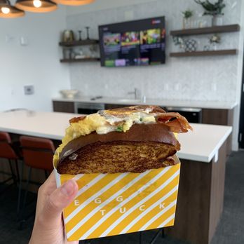 Egg Tuck - BACON & CHEESE eggwich and got the EGG TOTS - Breakfast & Brunch Near Me - Los Angeles, California Egg Tuck - BACON & CHEESE eggwich and got the EGG TOTS - Breakfast & Brunch Near Me - Los Angeles, California