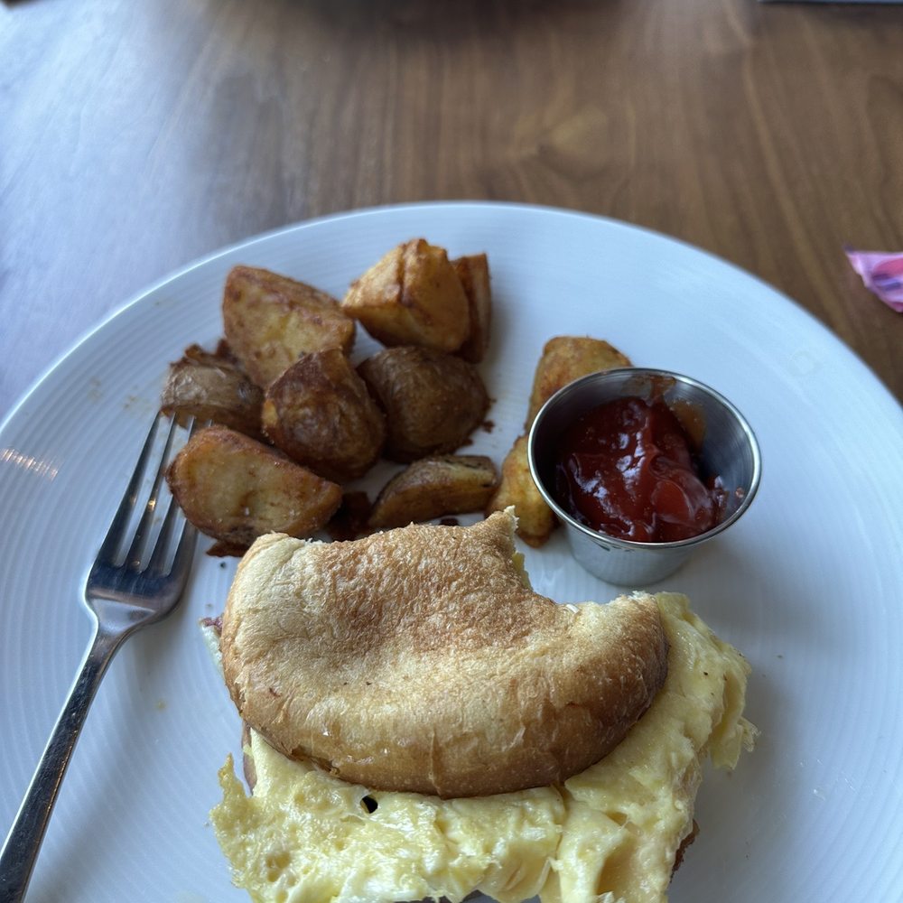 Breakfast sandwich with home fries