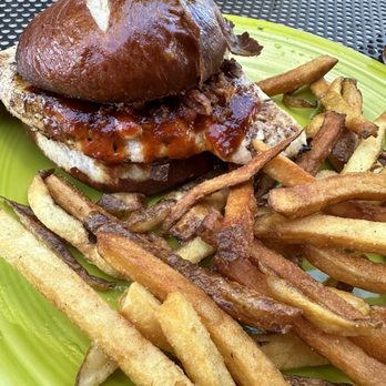 Village Wayside - Doc's Decarlo Sandwich (modified with pretzel bun) - Bars Near Me - Asheville, North Carolina Village Wayside - Doc's Decarlo Sandwich (modified with pretzel bun) - Bars Near Me - Asheville, North Carolina