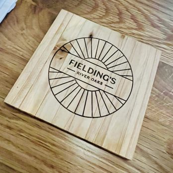 Fieldings Steak - Wooden coasters - Steakhouses Near Me - Houston, Texas