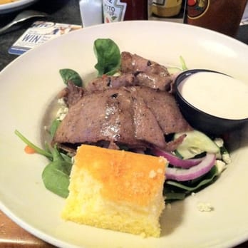 Village Draft House - Gyro spinach salad (but with cornbread not pita??) - Bars Near Me - Raleigh, North Carolina