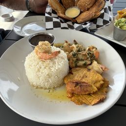 Cilantro lime Shrimp dish and Cuban bread Cilantro lime Shrimp dish and Cuban bread