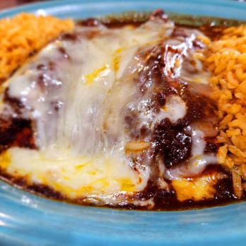 Las Cascadas - Mole enchiladas with double rice! - Mexican Near Me - Spring, Texas
